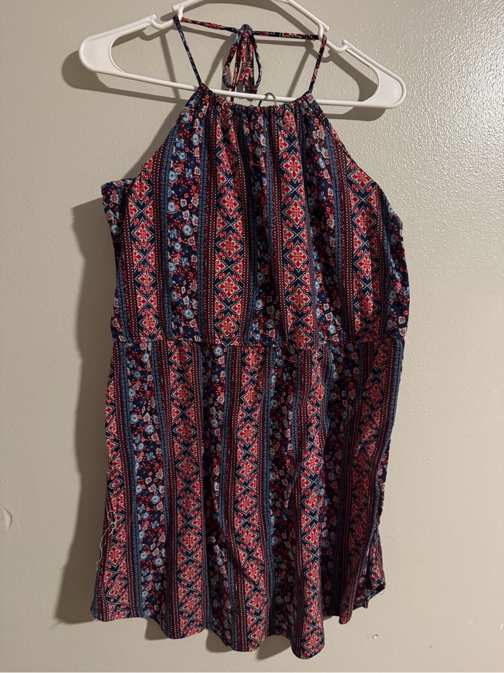 No Boundaries Navy and Red Floral Halter